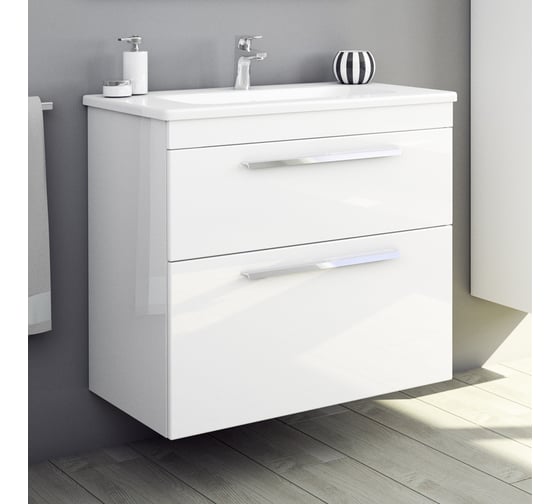 Тумба Diborg Leonie 80 белый глянец, 2 ящика 77.1225