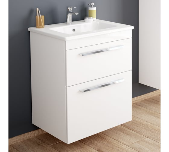 Тумба Diborg Leonie 60 белый глянец, 2 ящика 77.1223