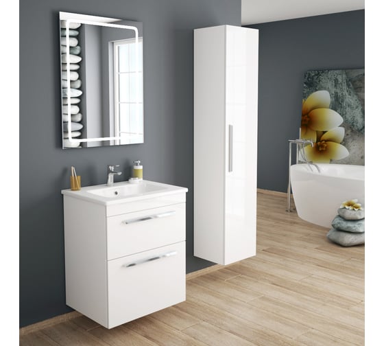 Тумба Diborg Leonie 60 белый глянец, 2 ящика 77.1223