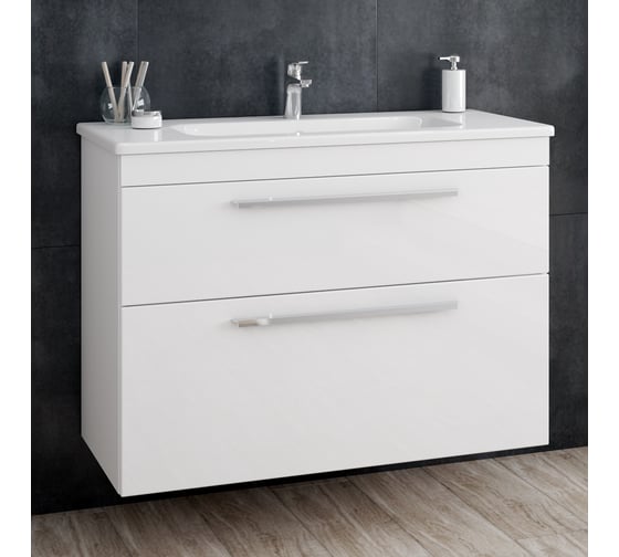 Тумба Diborg Leonie 100 белый глянец, 2 ящика 77.1227