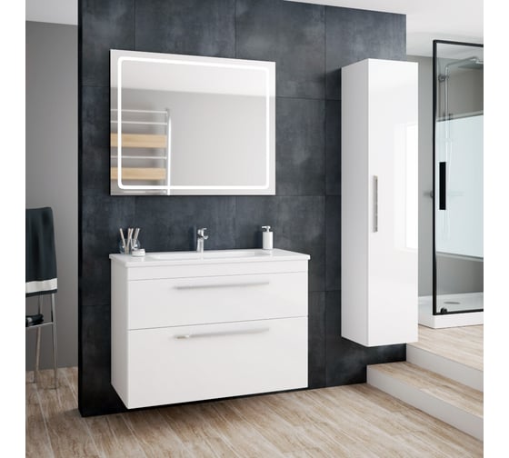 Тумба Diborg Leonie 100 белый глянец, 2 ящика 77.1227