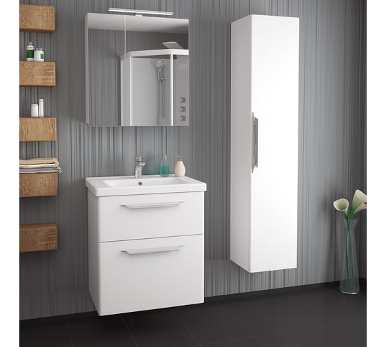 Тумба Diborg Lande 65 белый матовый, 2 ящика 77.5228