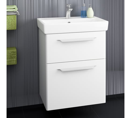 Тумба Diborg Lande Q 60 белый матовый, 2 ящика 77.2223