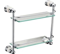 Полка со стеклом Elvan двойная, хром 86800СТ