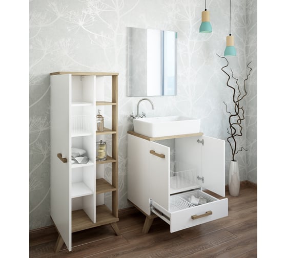 Тумба Sanflor Ингрид 60 швейцарский вяз, белый С0001916