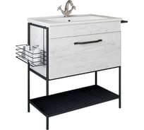 Тумба Sanflor Бруклин 75 дуб крафт, белый С02707