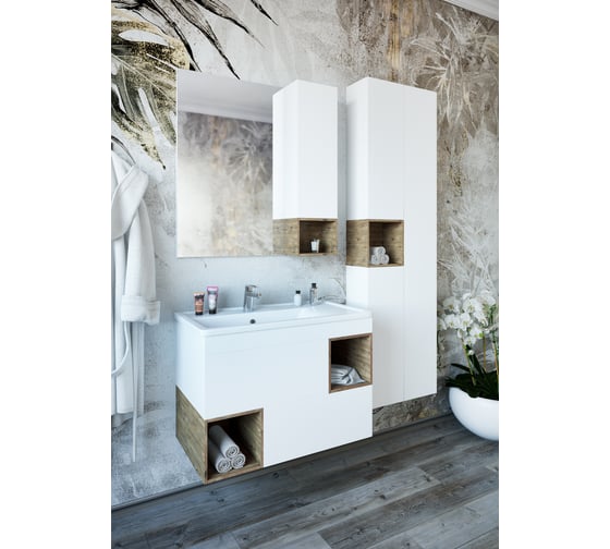 Зеркало Sanflor Даллас 80 белое, дерево С04835