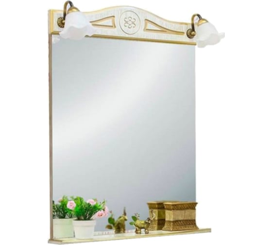 Зеркало Sanflor Адель 65 белое, патина золото Н0000000553 1