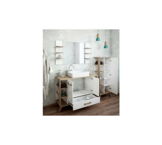 Тумба Sanflor Ингрид 120 швейцарский вяз, белый С0001917