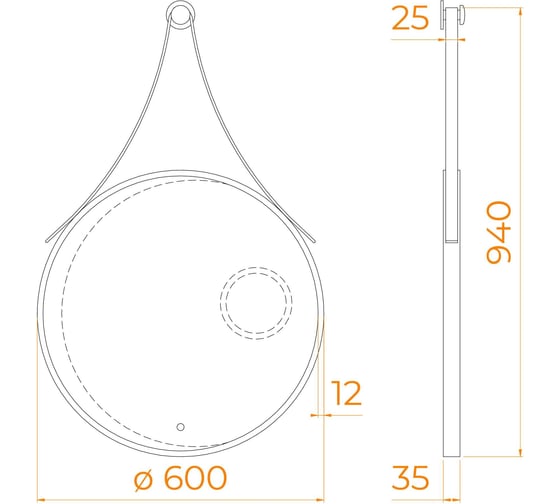 Зеркало с LED-подсветкой RGW 60х60 см, черный MR-01 72440301-04