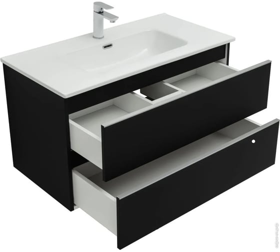 Тумба Aquanet Вега 80 2 ящика, цвет черный 00329597