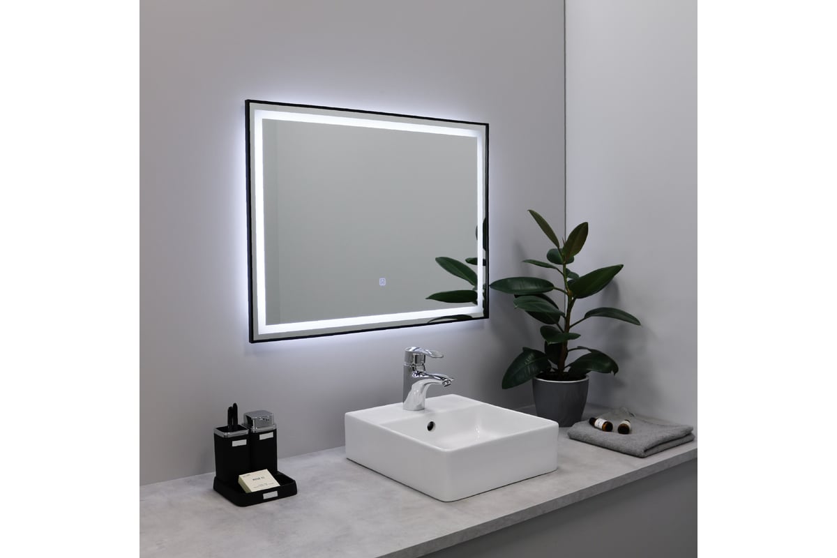 Зеркало FIXSEN с подсветкой LED прямоугольное 100x80 см черное FX ...