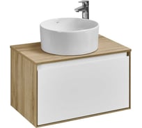 Тумба AQUATON Либерти 70/1 дуб Эльвезия/белый глянец (Адриана 70, MILA 400, MILA 350х350, Одри 420x620 Soft, Лола 60) 00090093