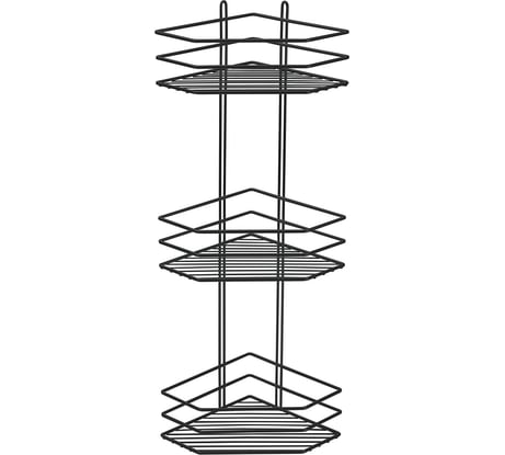 Полка для ванной Rosenberg 3-х ярусная, угловая, трапеция RUS-385333 Black