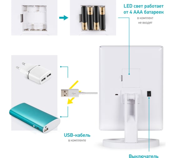 Косметическое зеркало Wonder Worker AMAZE с LED-подсветкой 80296