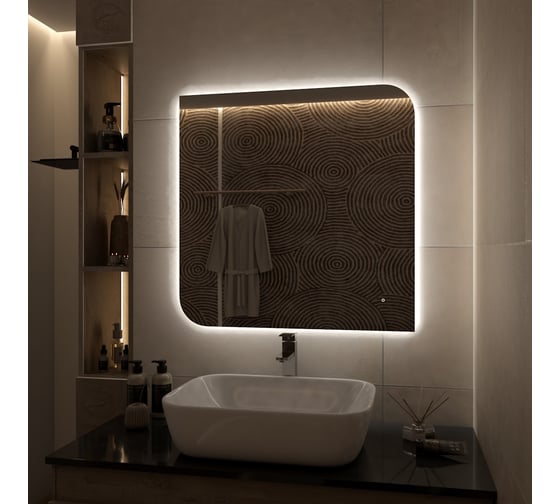 Зеркало Teymi Lempi Oreol Pro 80x80, LED-подсветка, сенсор T20270 ЦБ-00269775