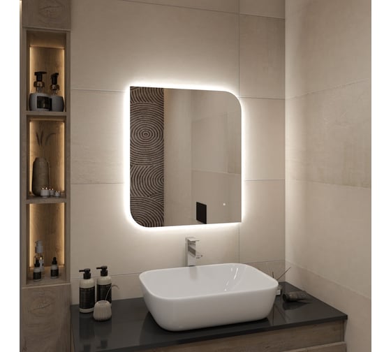 Зеркало Teymi Lempi Oreol Pro 60x70, LED-подсветка, сенсор T20268 ЦБ-00269773