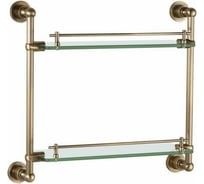 Стеклянная полка Aquanet 3852 двойная, 43 см, настенная, латунь 00189273