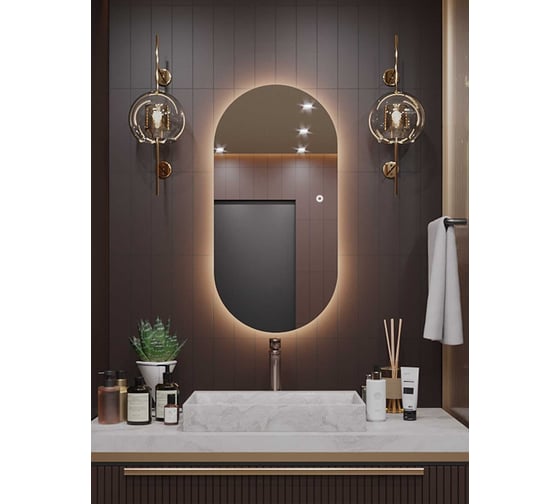 Шкаф зеркальный ALIAS Оливия 90x50 см, с теплой LED-подсветкой, универсальный sho90503