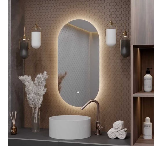 Шкаф зеркальный ALIAS Оливия 90x50 см, с нейтральной LED-подсветкой, универсальный sho90502