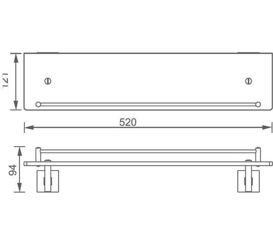 Стеклянная полка Aquanet 6187 56см, хром 00202115