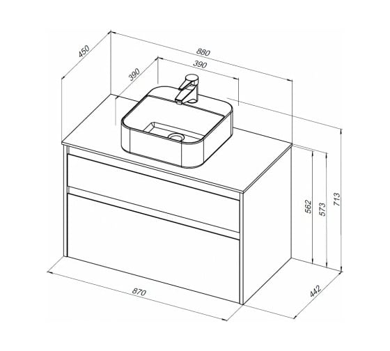 Тумба Aquanet Nova Lite 90 2 ящика, цвет дуб рошелье 00242267
