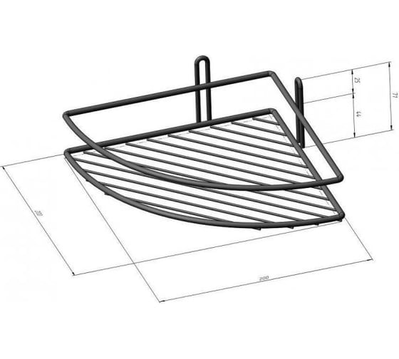 Полка для ванной Aquanet П3256 200x200x80 Акванет, угловая, 1-ярус, полукруг, хром 00211307