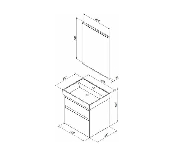Тумба Aquanet Nova Lite 60 2 ящика, цвет белый глянец 00242575