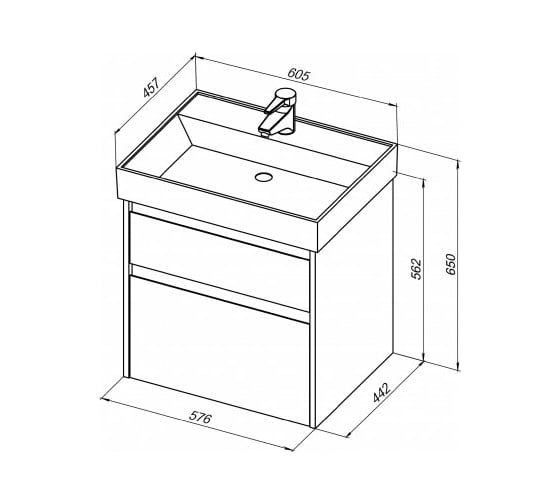 Тумба Aquanet Nova Lite 60 2 ящика, цвет дуб рошелье 00242577