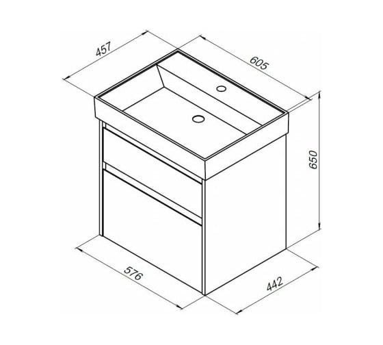 Тумба Aquanet Nova Lite 60 2 ящика, цвет дуб рустикальный 00249512