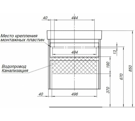 Тумба Aquanet Nova Lite 60 2 ящика, цвет дуб рустикальный 00249512
