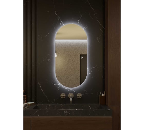 Зеркальный шкаф ALIAS Оливия 90x45 с холодной LED-подсветкой, универсальный sho90451