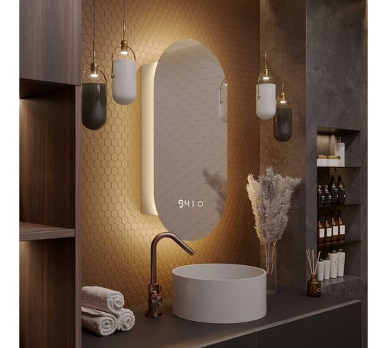 Зеркальный шкаф ALIAS Оливия 80x40 с теплой LED-подсветкой и часами, левый sho804035l