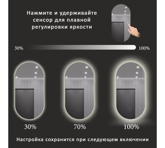 Зеркальный шкаф ALIAS Оливия 100x50 с нейтральной LED-подсветкой и часами, правый sho1005025r