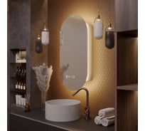 Зеркальный шкаф ALIAS Оливия 100x55 с теплой LED-подсветкой и часами, левый sho1005535l