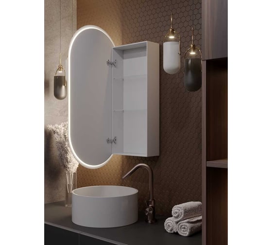 Зеркальный шкаф ALIAS Оливия 100x50 с холодной LED-подсветкой и часами, левый sho1005015l