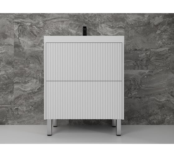 Тумба напольная Style Line Стокгольм 70, Classic 70, (2 ящ.) белый рифленый софт, PUSH ЛС-00002334