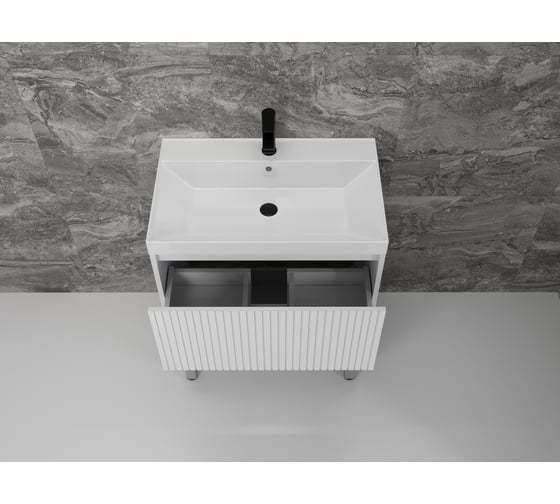 Тумба напольная Style Line Стокгольм 70, Classic 70, (2 ящ.) белый рифленый софт, PUSH ЛС-00002334