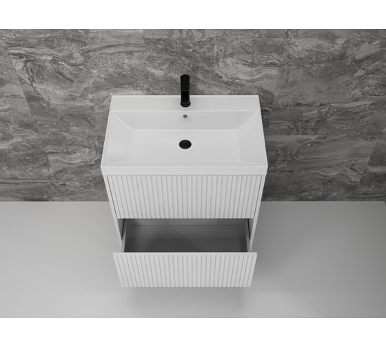 Тумба напольная Style Line Стокгольм 70, Classic 70, (2 ящ.) белый рифленый софт, PUSH ЛС-00002334
