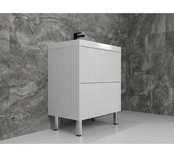 Тумба напольная Style Line Стокгольм 70, Classic 70, (2 ящ.) белый рифленый софт, PUSH ЛС-00002334