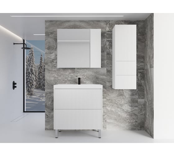 Тумба напольная Style Line Стокгольм 60, Classic 60, (2 ящ.) белый рифленый софт, PUSH ЛС-00002333