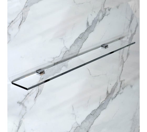 Полка для ванной GuteWetter GWMPGSH 12x60 см, профиль хром блестящий, цвет стекла выбеленный, стекло закаленное 10 мм 4698033019319