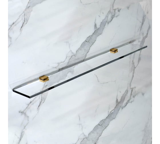 Полка для ванной GuteWetter GWMPGSH 12x90 см, профиль золотой гальванический, цвет стекла выбеленный, стекло закаленное 10 мм 4698033019395