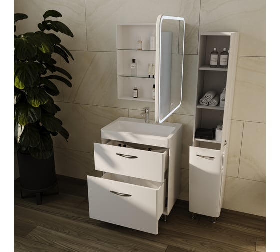 Зеркало-шкаф Style Line Каре 70x80, с подсветкой, сенсор на зеркале СС-00002275