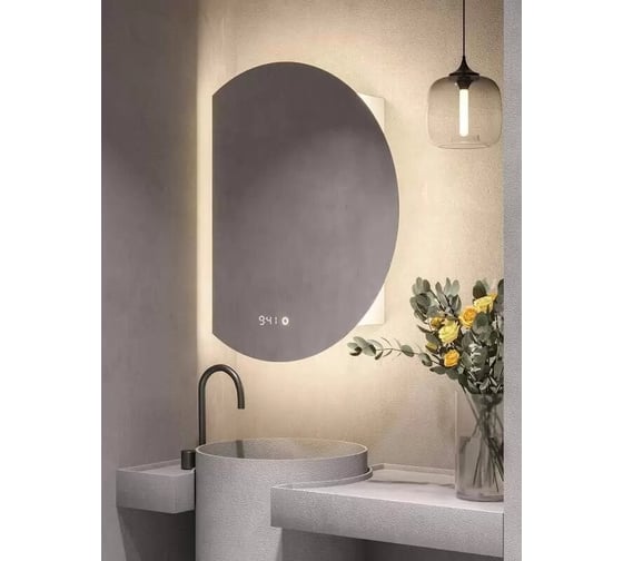 Шкаф зеркальный ALIAS Дольче 70x50 с теплой LED-подсветкой и часами, левый shd705035l