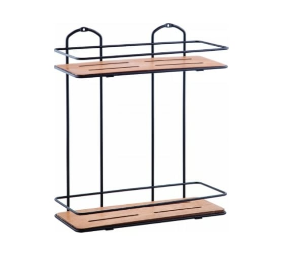 Полка в ванную TEKNO-TEL прямая, 2 яруса, 13x30x34 дерево/чёрный BK076B 1