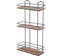 Полка в ванную TEKNO-TEL прямая, 3 яруса, 13x30x54 дерево/чёрный BK077B