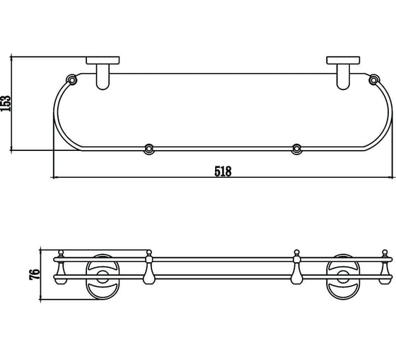 Прямая стеклянная полка Savol 50 см, хром S-007091-1 23174