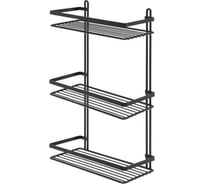 Полка в ванную TEKNO-TEL прямая, 3 яруса, 25x12x46 чёрный матовый ES065B