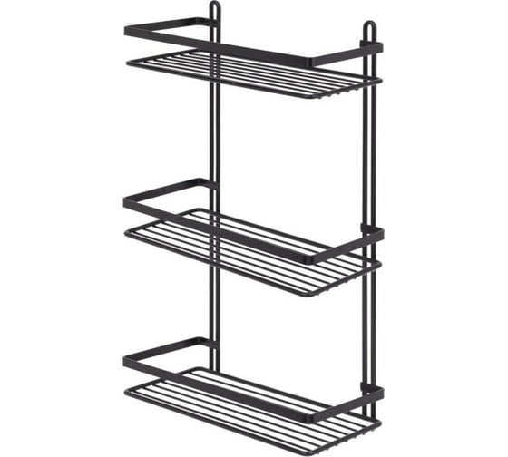 Полка в ванную TEKNO-TEL прямая, 3 яруса, 25x12x46 чёрный матовый ES065B 1